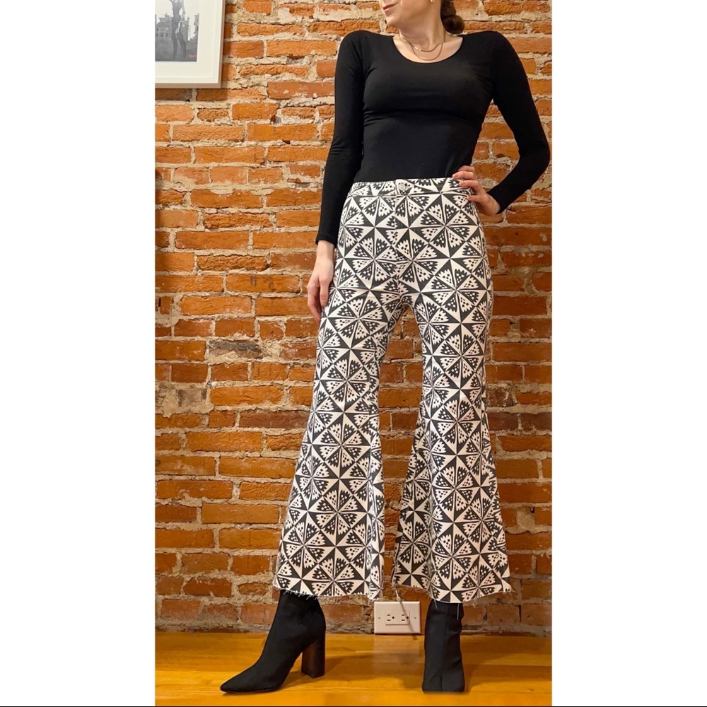 We the Free Cropped Just Float On Printed Flare Jeans